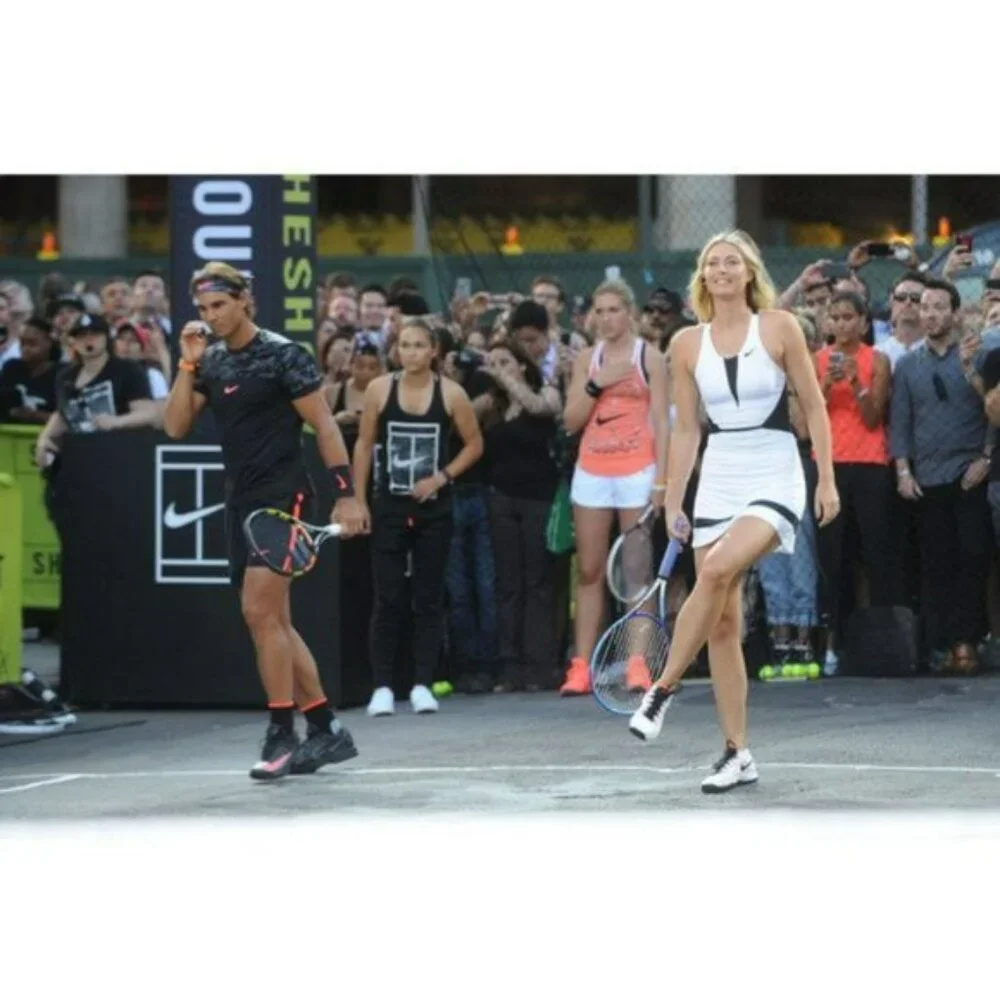 Nwt Nike Maria Sharapova Tennis Dress w/ Bra white black skirt M Medium